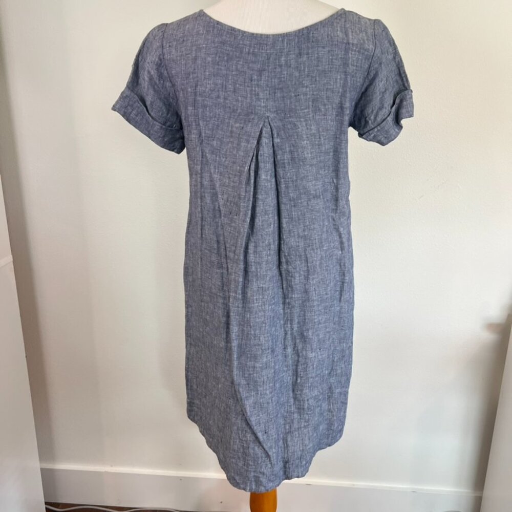 Roberta Roller Rabbit Blue Linen Chambray Short Sleeve Hinata Shift Dress XS - Picture 3 of 4